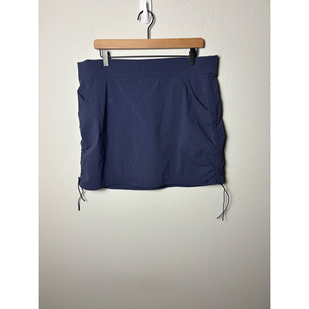 ☀️Columbia Anytime Casual Skort XL Navy Blue Active Hiking Skirt Ruched Side